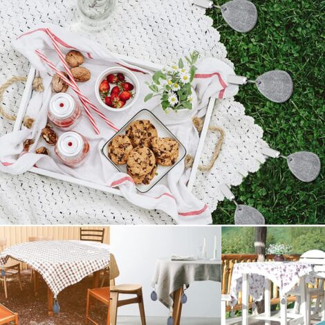 CCYKXA 8 Pièces Poids de Nappe en Pierre avec Pince en Marbre, Poids de Nappe, Poids pour Nappe de Table Exterieur, Pendentif Nappe, pour Rideaux Extérieur, Nappe Jardin Exterieur