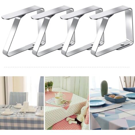 CCYKXA 4 Pièces Pince Nappe,Pince Nappe Table Epaisse,Inoxydable Attache Nappe,Pince Nappe Exterieur,Poids pour Nappe,pour Restaurant,Jardin,Mariage Fête,7.5 x 8cm