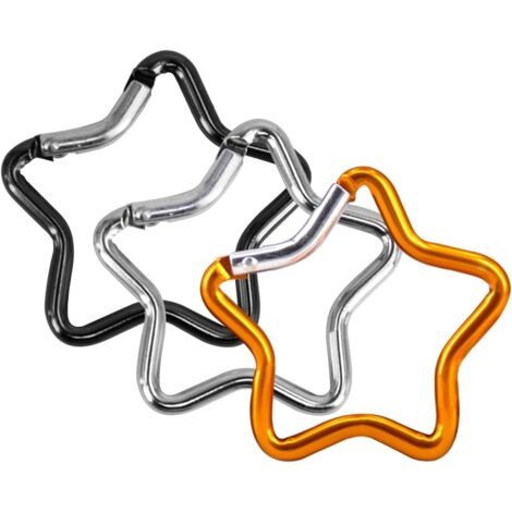 Lot De 12 Mousquetons Porte-Clés En Forme De Cœur Et Étoile - Alliage Aluminium Multicolore - Randonnée, Sport, Camping