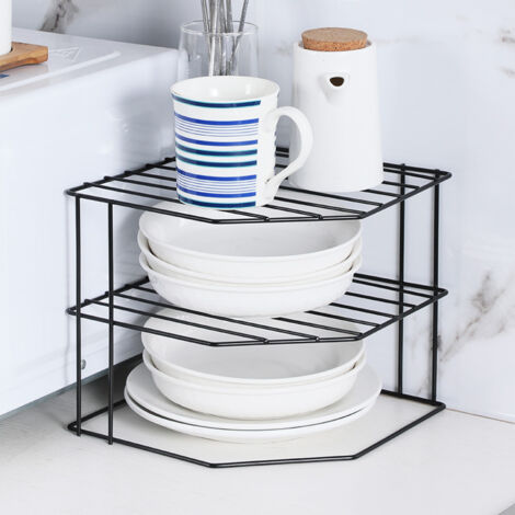2 Range-Assiettes 3 Niveaux Simplywire - Organisateur Placard Cuisine Chrome - Gain De Place