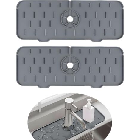 AXYWINBO Tapis De Robinet,Tapis Evier Cuisine En Silicone,14,5 X 5,3 Pouces Bac Anti-Goutte