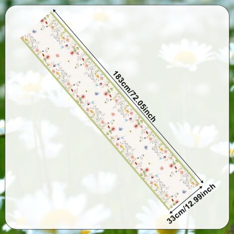 CCYKXAA 1  Pcs Chemin de Table Printemps, 33x183cm Saisonnier Floral Coloré Décorations de Chemin de Table Fleurs Nappe Printemps Chemin de Table de Pâques pour Vacances Cuisine Maison Décoration de F