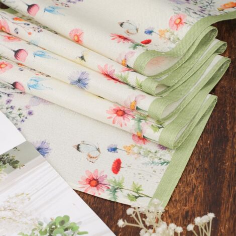 CCYKXAA 1  Pcs Chemin de Table Printemps, 33x183cm Saisonnier Floral Coloré Décorations de Chemin de Table Fleurs Nappe Printemps Chemin de Table de Pâques pour Vacances Cuisine Maison Décoration de F