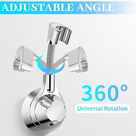 Support Pommeau Douche Sans Perçage - Adhésif Fort, Charge 5kg - Réglable 360° - Pour Carrelage/verre