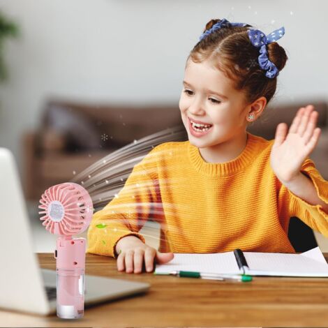 Ventilateur Portable USB Rechargeable - 4 Vitesses - Pliable 3 En 1 - 2000mAh