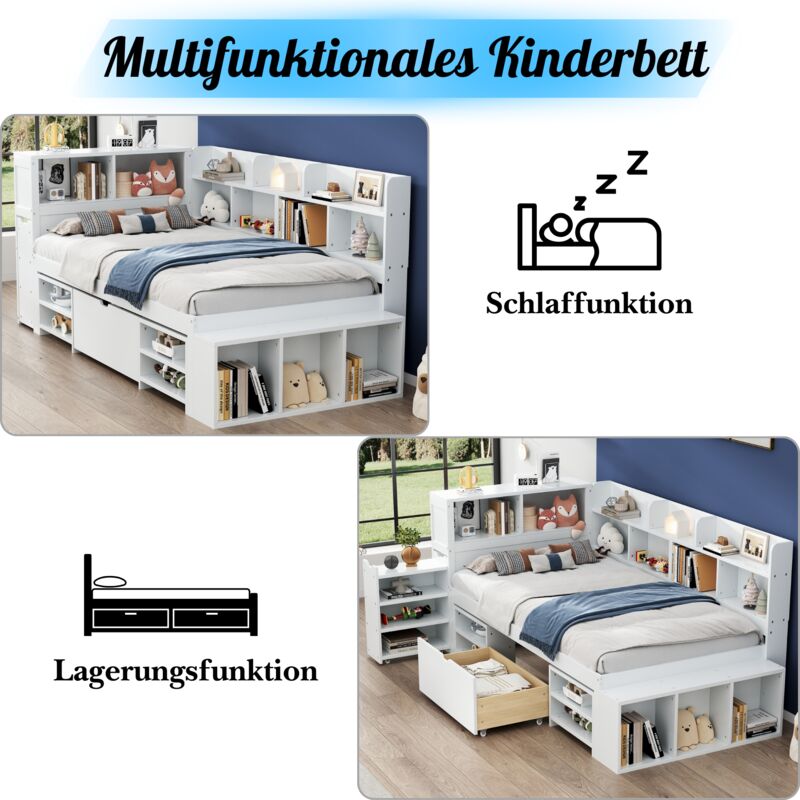 Lit Simple 90x200 Cm - Lit En Velours Beige Avec 2 Tiroirs De Rangement Sans Matelas 99374016