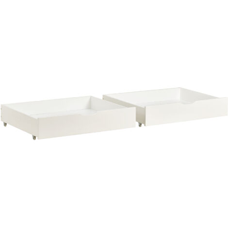Deux tiroirs, espace de rangement sous le lit, MDF + roulettes au sol, blanc (93x67x17cm) （tiroirs uniquement） OKWISH