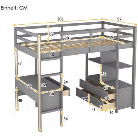 OKWISH Lit Avec Rangement 90x200 Cm - Lit Capitonné USB - Blanc - Lit Adulte - Rue Du Commerce