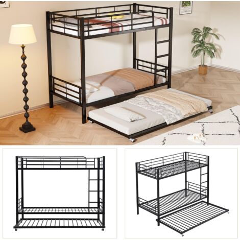 Lit Superposé Enfant 90x200 Cm Cadre De Lit En Fer Avec Lit Gigogne