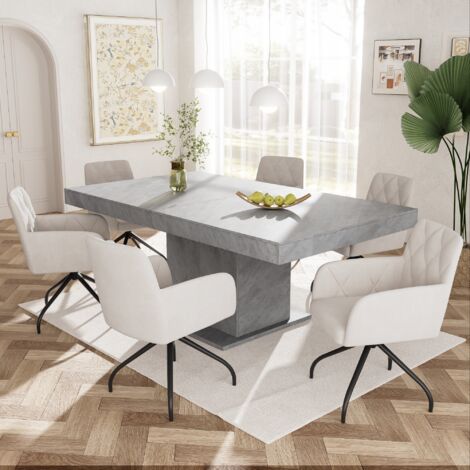 Lot De 6 Chaises De Salle à Manger Joseph James « Barefoot » – Bouclette Crème – Pivotantes – NEUVES