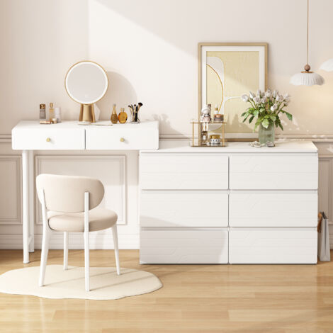 Commode Coiffeuse Avec 2 Tiroirs Chambre Buffet Tiroir Commode Blanc Crème