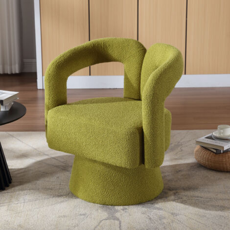 Okwish – Fauteuil relax pivotant 360° – Rembourrage épais en tissu moelleux – Accoudoirs arrondis pour confort – Pour salon, chambre, bureau (1/5)