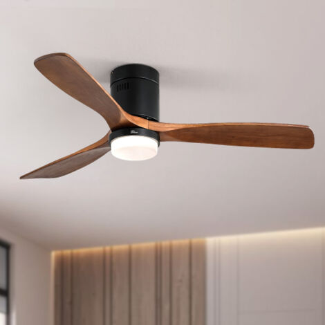 Ventilateur de plafond d'intérieur de 52 pouces avec lumières 3 pales de ventilateur en bois massif Moteur réversible silencieux Télécommande avec lumière (1/5)