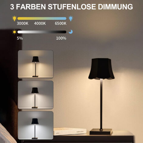 Lampe De Table Sans Fil Rechargeable - 3 Couleurs, Intensité Variable, IP54, Batterie 4000 MAh, Hauteur Réglable