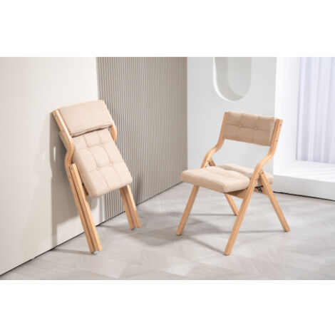 Okwish – Lot de 2 chaises pliantes avec coussin – Assise surdimensionnée en velours – Dossier incurvé 110° – Dimensions 61x48x77cm – Kaki