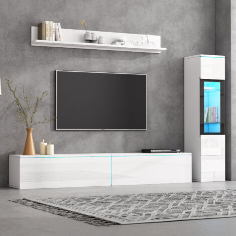 Ensemble de meubles de salon, 1 x meuble TV, 1 x vitrine de salon, 1 x étagère suspendue (1/5)