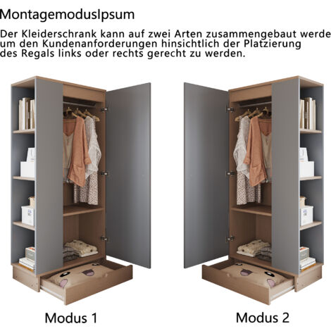 Armoire De Rangement 1 Porte 70x40x170cm - Meuble Chambre/salon Design Bois Naturel Et Blanc
