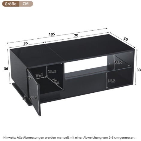Table Basse, 115 X 55 X 34 Cm, Avec 2 Tiroirs, éclairage Led
