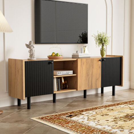 Meuble TV Coleshome Avec 3 Compartiments Et Tiroir En Tissu - Pour Téléviseurs Jusqu'à 120cm, Style Rétro