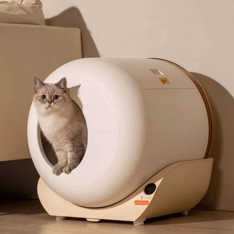 Bac à litière autonettoyant pour chat, grande capacité, blanc