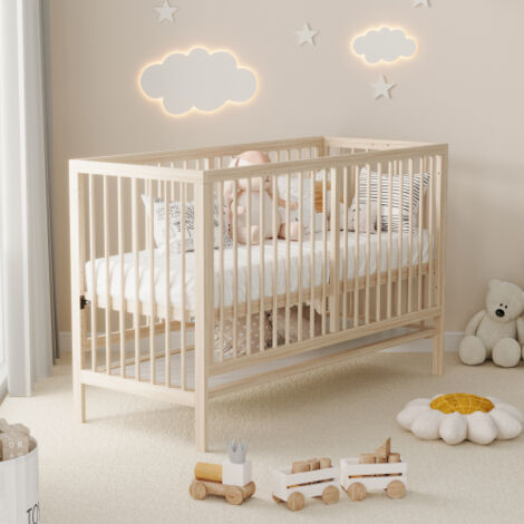 Lit enfant 140x60x90 cm - lit convertible en lit d'appoint / chevalet de peinture / bureau - hauteur réglable - en bois naturel - sans matelas