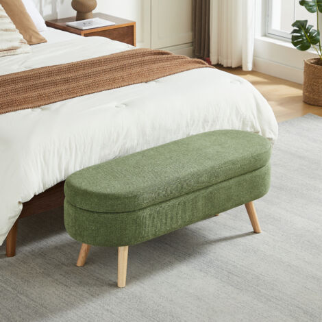 Banc avec espace de rangement, en chenille vert