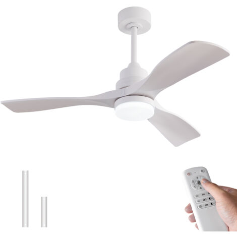 Ventilateur de plafond blanc 42 pouces avec lumière et télécommande, 3 pales en abs, moteur dc réversible silencieux (1/5)