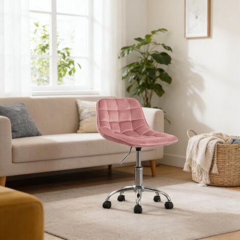 Chaise de bureau à 360° pivotante, avec piétement métal, hauteur réglable, rose