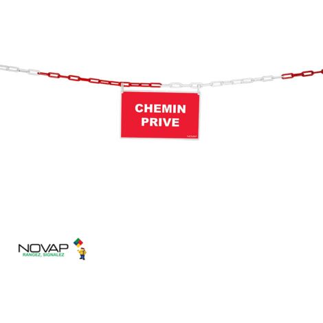 Kit de délimitation chaîne 5m rouge/blanc et panneau chemin privé - 1365025