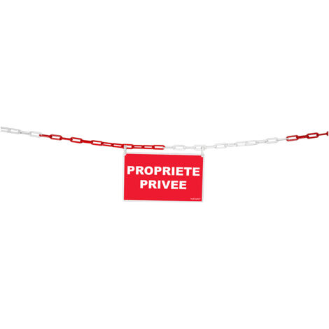 Novap – Chaîne de signalisation 5m rouge et blanc – Panneau propriété privée inclus – Pour délimitation claire – 1365032