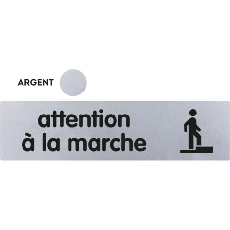 Plaque de porte Attention à la marche - Classique argent 170x45mm - 4320151 (1/2)