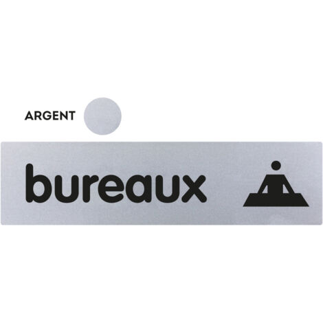 Novap – Plaque de porte bureaux classique argent 170x45mm – Fixation adhésive puissante – 4320199 (1/2)