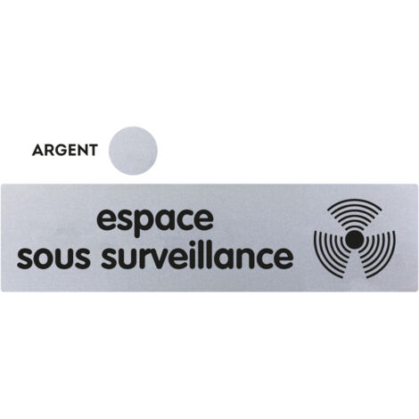 Plaque de porte Espace sous surveillance - Classique argent 170x45mm - 4320526 (1/2)