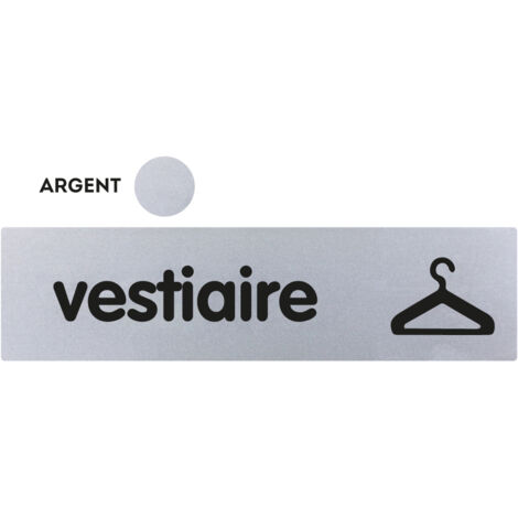 Novap – Plaque de porte vestiaire classique argent 170x45mm – Fixation adhésive puissante – 4321257