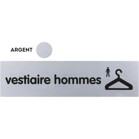 Novap – Plaque de porte vestiaire hommes 170x45mm – Fixation adhésive puissante – Aluminium argent – 4321271 (1/2)