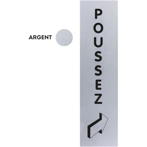 Novap – Plaque de porte Poussez vertical 170x45mm – Classique argent – Se fixe par adhésifs puissants – 4321349