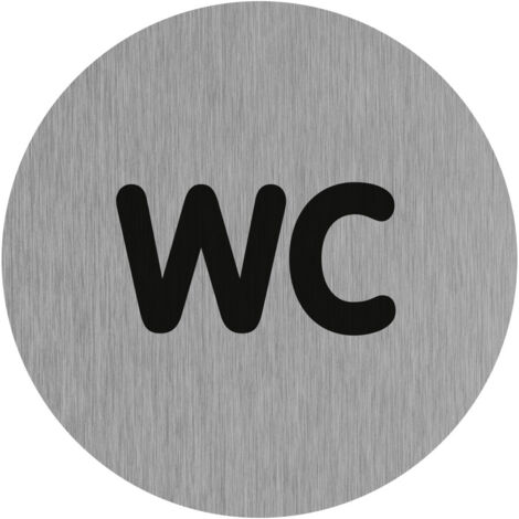 Novap – Plaque de porte WC aluminium brossé Ø75mm – Signalétique contemporaine – Fixation adhésive – 4383217