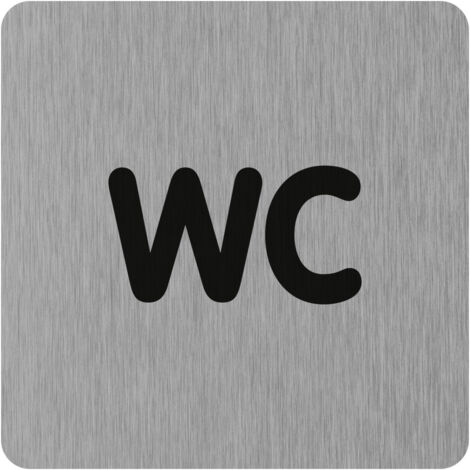 Plaque de porte WC (texte) - Aluminium brosse 100x100mm - 4384214