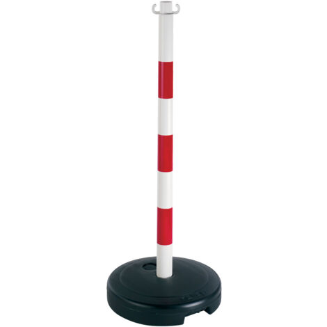 Novap – Poteau PVC Rouge/Blanc sur socle à lester 9kg – Hauteur 90 cm pour balisage sécurisé – 2001700