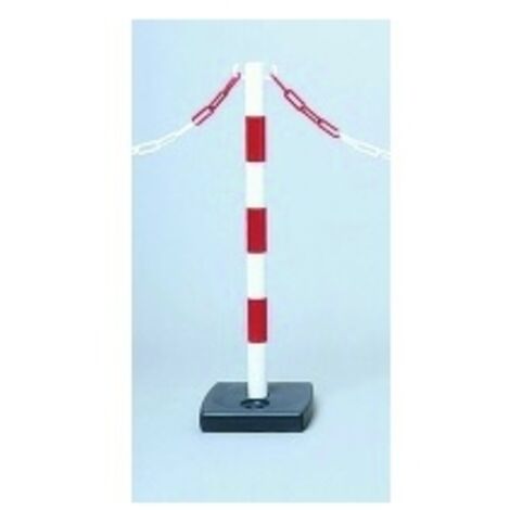 Poteau PVC 0,90m Rouge Blanc sur socle à lester 4kg NOVAP 2001083 (1/5)
