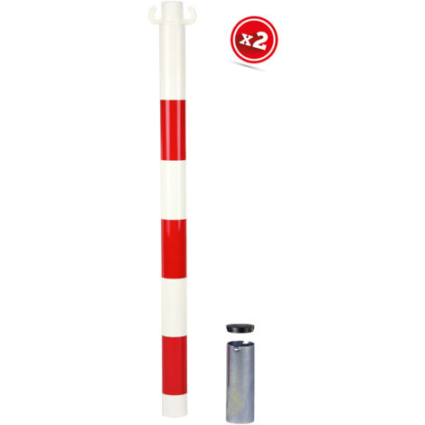 Novap – Kit de 2 poteaux en acier rouge et blanc 0,80 m avec 2 crochets pour chaînes SIGNAL – 2223546