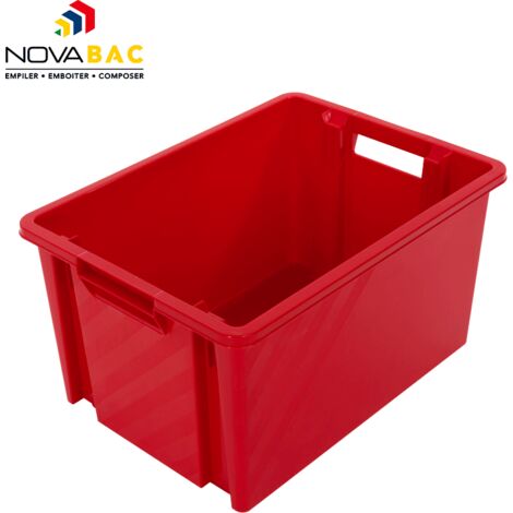 Novap – Bac de rangement 30L rouge – Dimensions 470 x 346 x 255 mm – Matière plastique stabilisé UV – Couvercle disponible en option – 5201596
