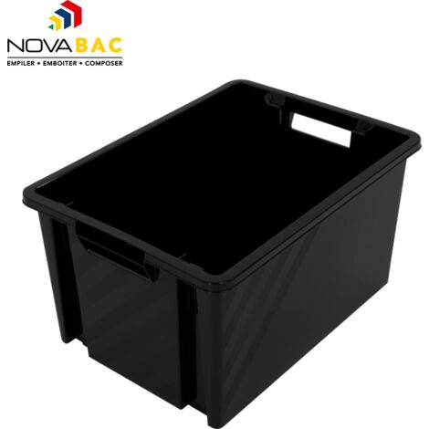Novap – Bac de rangement 30L noir – Empilable et emboîtable – Pour garage et espaces confinés – 5202852 (1/4)