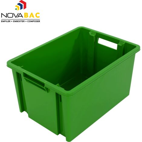 Novap – Bac de rangement 30L en vert émeraude – Empilable et emboîtable – Pour garage et espaces confinés – 5201657