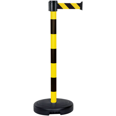 Poteau PVC Jaune/Noir à sangle Jaune/Noir hachuré 5m x 50mm sur socle 9kg à lester - 2800044