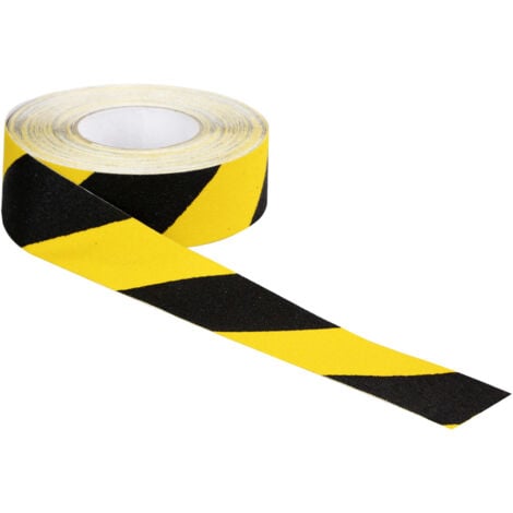 Ruban d'avertissement autocollant rayé noir et jaune, 2 po X 48 pi, (50 mm  X 16 m).