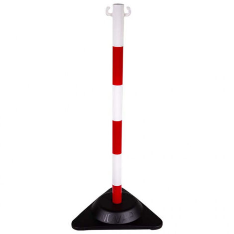Novap – Poteau de balisage sur socle lesté rouge et blanc 90cm – Stabilité renforcée pour délimitation chantier – 2009997