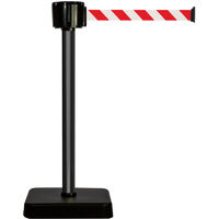 Poteau alu noir à sangle grande longueur hachuré rouge/blanc 12m x 50mm sur socle mobile - 2810081
