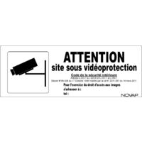 Novap – Panneau attention site sous vidéoprotection rigide 330x120mm – Panneau en polystyrène recyclable – Visibilité 9 à 10m – 4140858