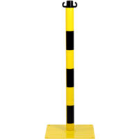 Poteau acier Jaune/Noir sur platine à fixer - 2250023